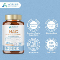 NAC Supplement, Pure N-Acetyl-Cysteine 600mg Ultra High Strength Bioavailability Amino Acid Free Form Formula, 120 Capsules (4 Month Supply)