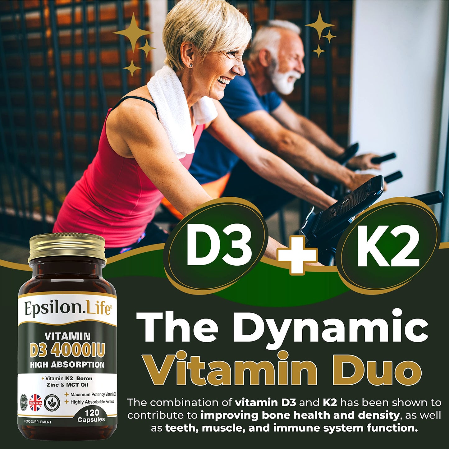 Vitamin D3 K2 Zinc Supplement – Vitamin D 4000IU High Strength Formula with Vitamin K2 Mk7, Zinc, Boron and MCT Oil for Optimal Absorption – 120 D3 & K2 Capsules - Made in The UK