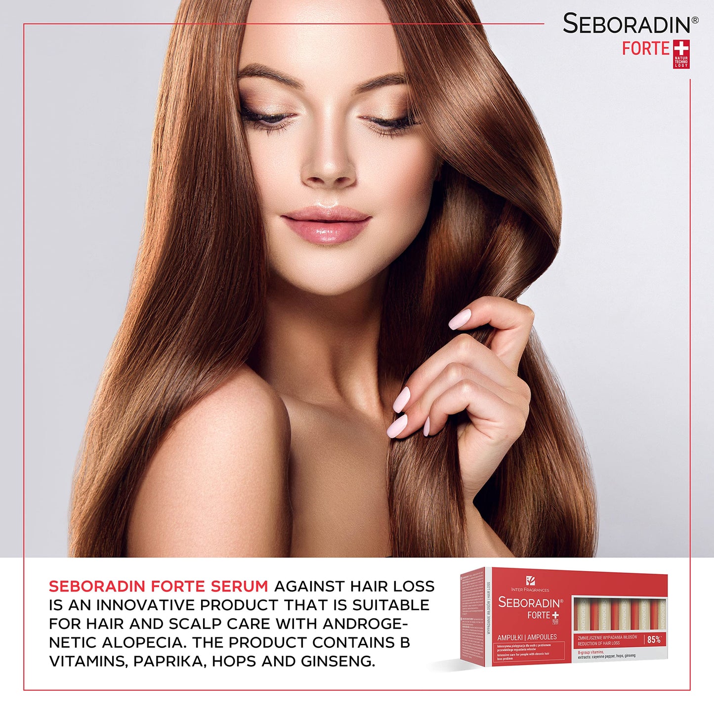 Seboradin Forte Hair Growth Serum Ampoules 14 x 5,5 ml Anti Hair Loss Serum Chronic Hair Loss and Thinning Treatment Natural Extracts and Vitamins Hair & Scalp Treatment Hair Care & Products