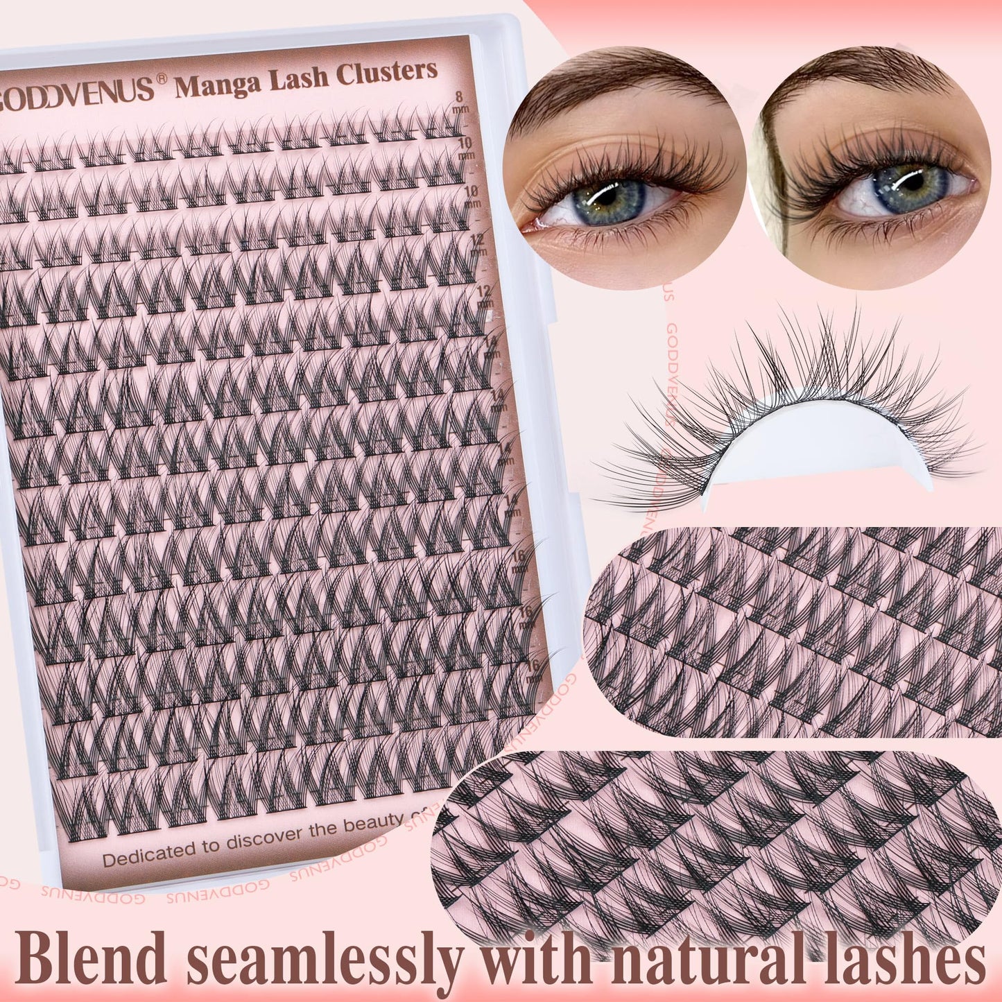 Goddvenus Wispy Cluster Lashes Natural Individual Eyelashes C Curl Lash Clusters DIY Lashes Individual Cluster Cotton Band Eyelash Clusters 130pcs