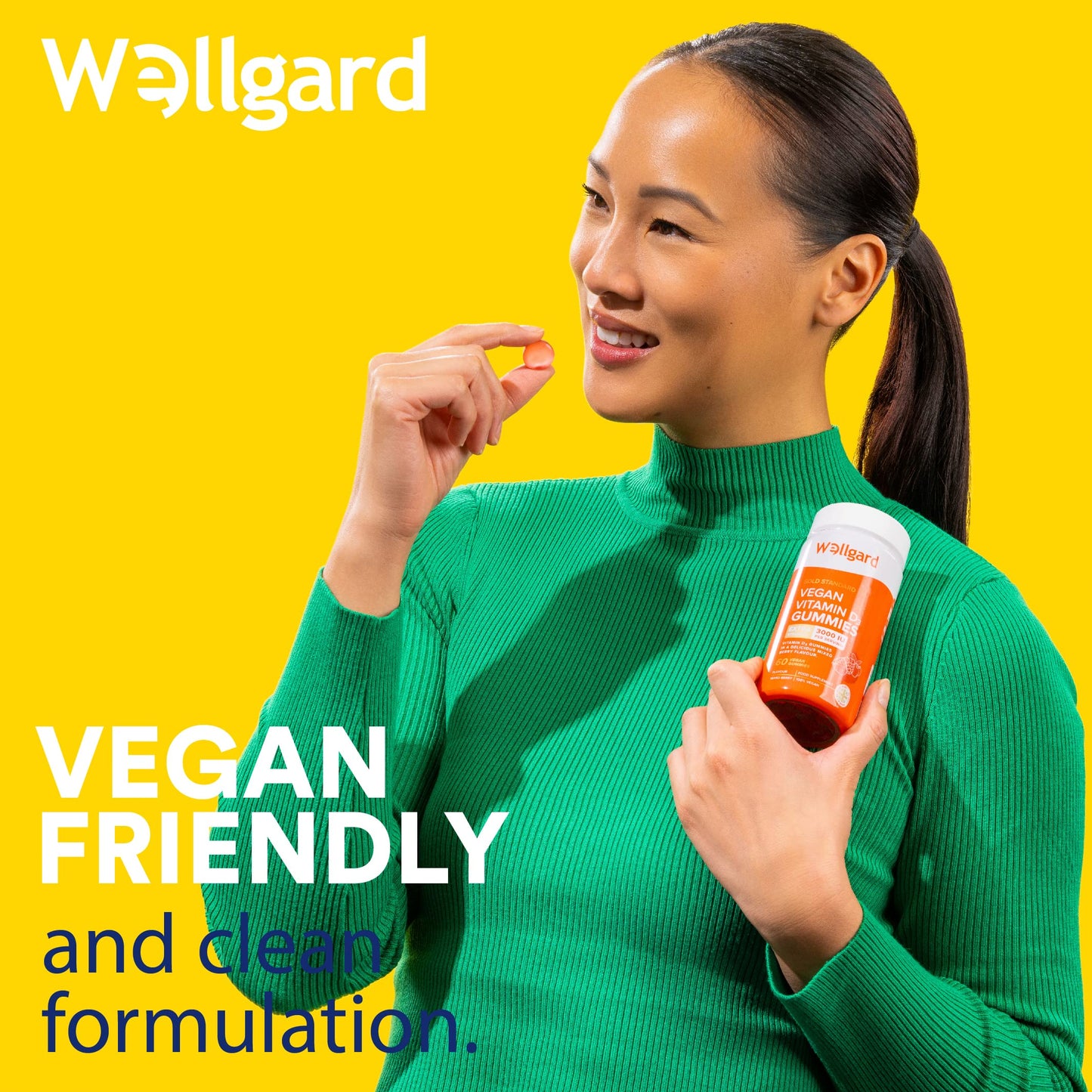 Wellgard High Strength Vitamin D3 Gummies 3000 IU - 60 Vegan Vitamin D Gummies Adults, Chewable Vitamin D, Mixed Berry Flavour