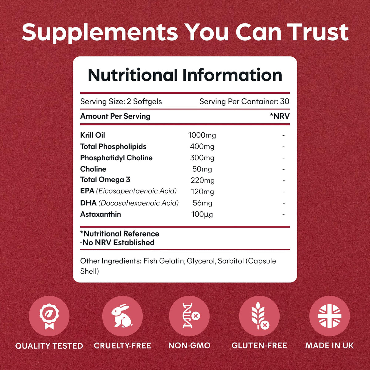 Purolabs Antarctic Krill Oil 1000mg – High Strength Krill Oil Capsules with Omega-3, EPA, DHA, Phospholipids & Astaxanthin – Antarctic Krill Oil for Heart, Brain and Eye Health – 60 Capsules