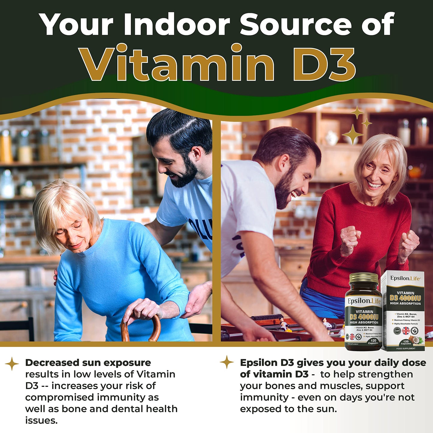 Vitamin D3 K2 Zinc Supplement – Vitamin D 4000IU High Strength Formula with Vitamin K2 Mk7, Zinc, Boron and MCT Oil for Optimal Absorption – 120 D3 & K2 Capsules - Made in The UK