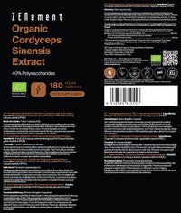 Organic Cordyceps Sinensis, 180 Capsules (6-Month Supply) | Mushroom Extract Powder Supplement | 650mg of Authentic CS-4 Extract, 40% bioactive Polysaccharides | Vegan, No Additives | Zenement