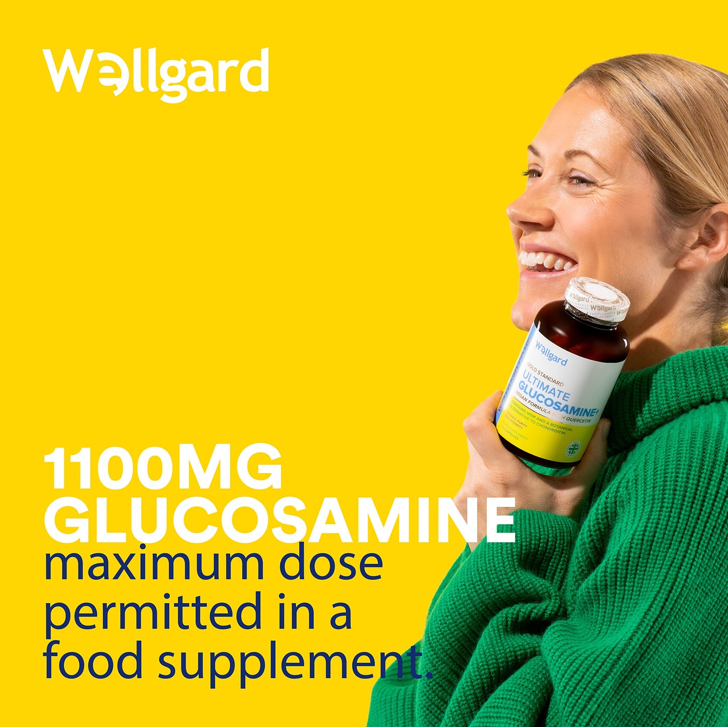 Vegan Glucosamine Phytodroitin by Wellgard - Quercetin, MSM, Botanical Alternative to Chondroitin (Phytodroitin), Ginger Extract, Extract, Rosehip, Made in UK