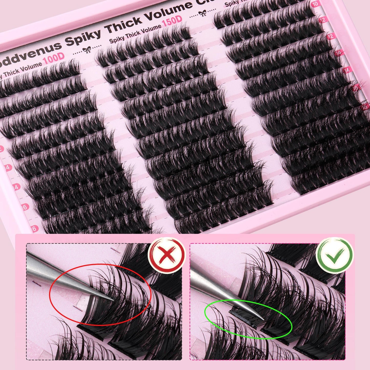 Goddvenus Fluffy Cluster Lashes Individual Eyelashes 300pcs Volume Russian Lash Clusters Wispy Lashes Individual Cluster Eyelashes D Curl Lash Extensions for DIY at Home