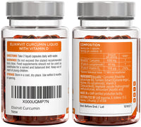 Elixirvit Liquid Curcumin with Vitamin D – 185x More Bioavailable Than Typical Turmeric/Curcumin Supplements – Advanced Turmeric Extract with NovaSOL – 60 High Strength Capsules