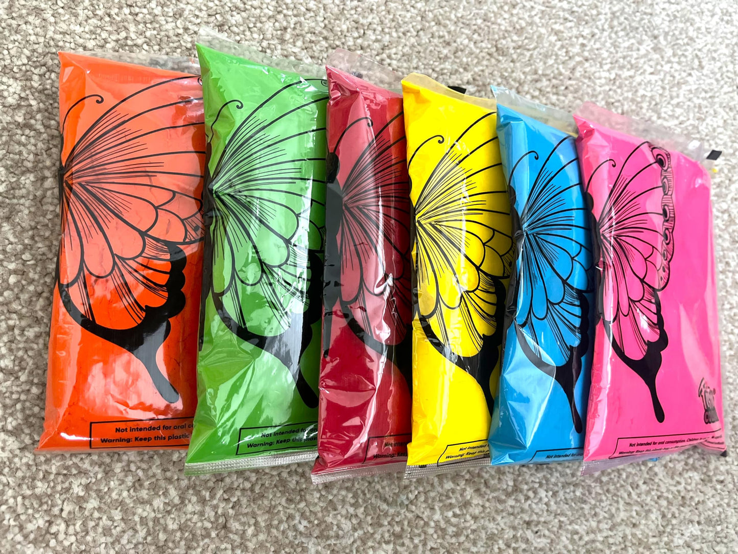 Generic 6 X100gms Holi Coloured Powder for Colour Run, Gender Reveal and Various Art
