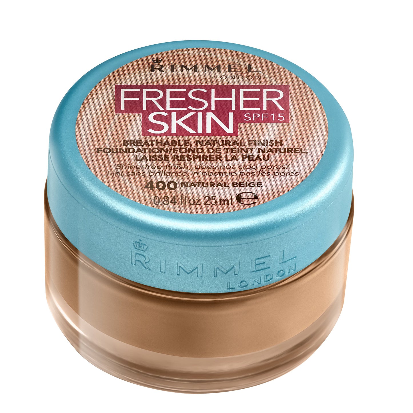Rimmel London Fresher Skin Foundation, 400 Natural Beige, 25 ml