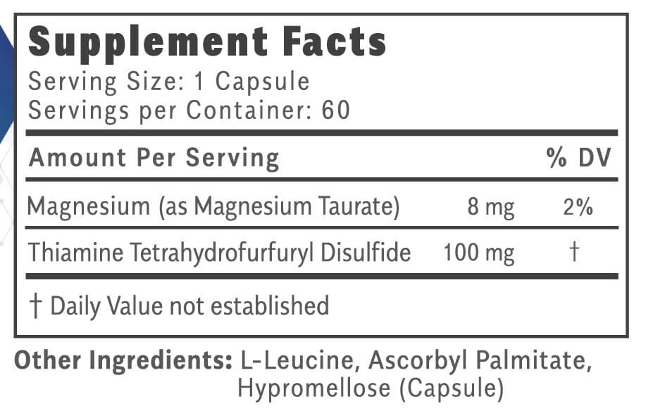 Objective Nutrients Thiamax Vitamin B1 (Thiamine TTFD) Capsules, 100mg, 60 Count