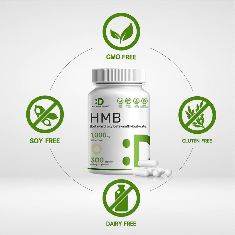 DEAL SUPPLEMENT Ultra Strength HMB Supplements 1000mg Per Serving, 300 Capsules | Third Party Tested | Supports Muscle Growth, Retention & Lean Muscle Mass | Fast Workout Recovery