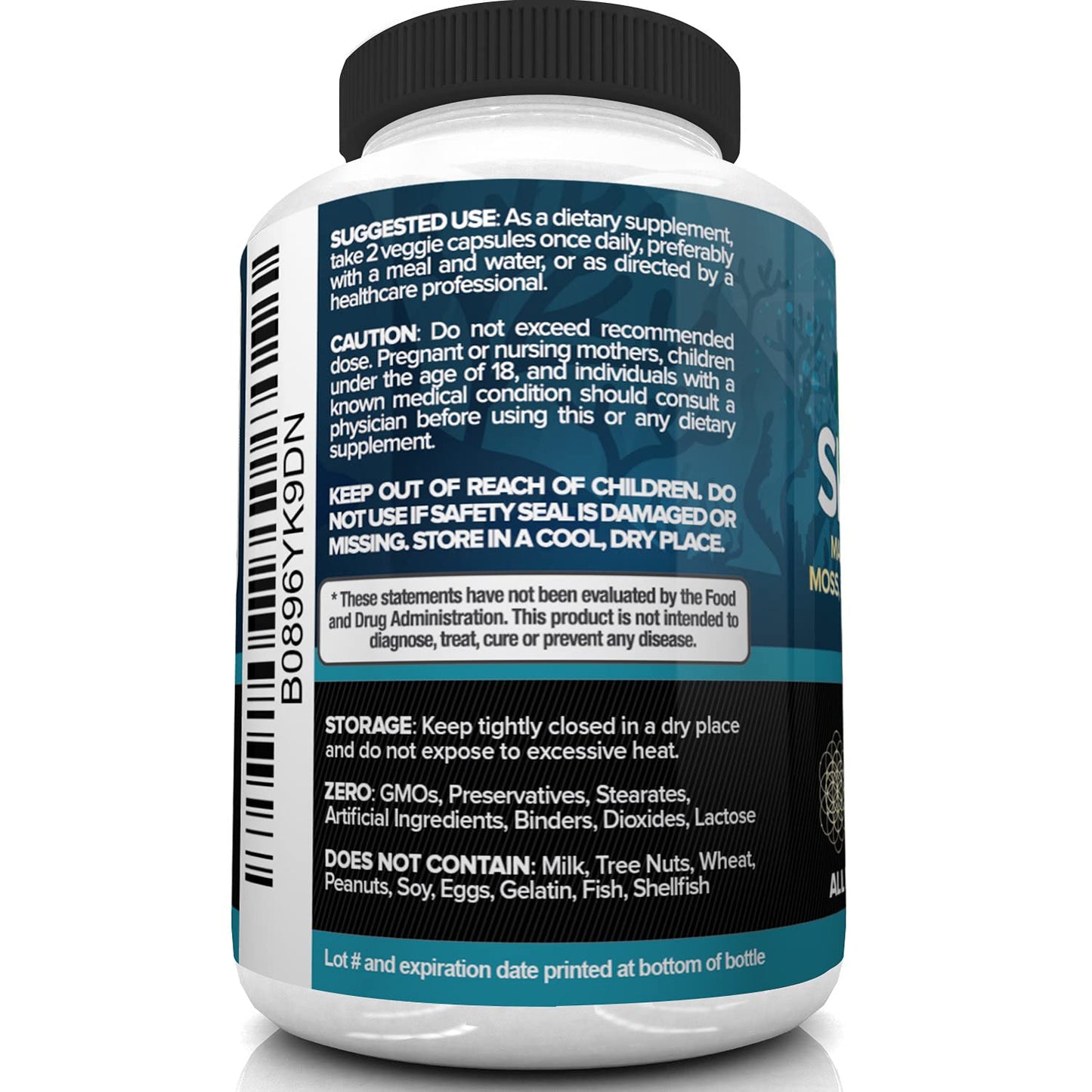 Nutrivein Organic Sea Moss 1600mg Plus Bladderwrack & Burdock - 120 Capsules