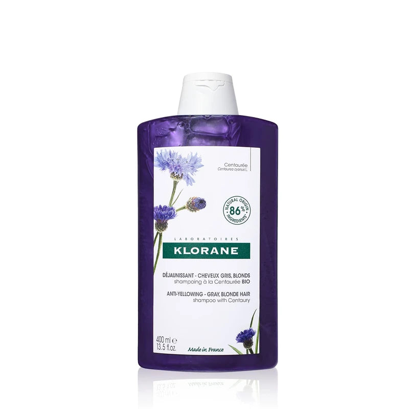 Klorane Plant-Based Purple Shampoo with Centaury, Brightens Blonde, Platinum, Silver, Gray or White Hair, Neutralizes Unwanted Yellow and Copper Tones, Paraben, Silicone and Sulfate Free, 13.5 fl.oz.