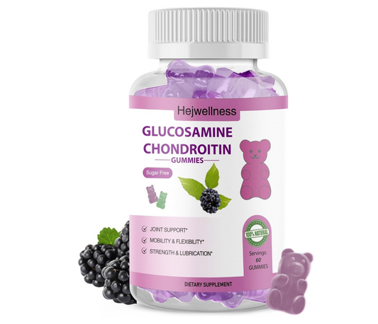 Glucosamine Chondroitin Gummies with MSM & Elderberry - Vitamin E for Joint Flexibility & Comfort - Raspberry Flavor - 60 Gummies