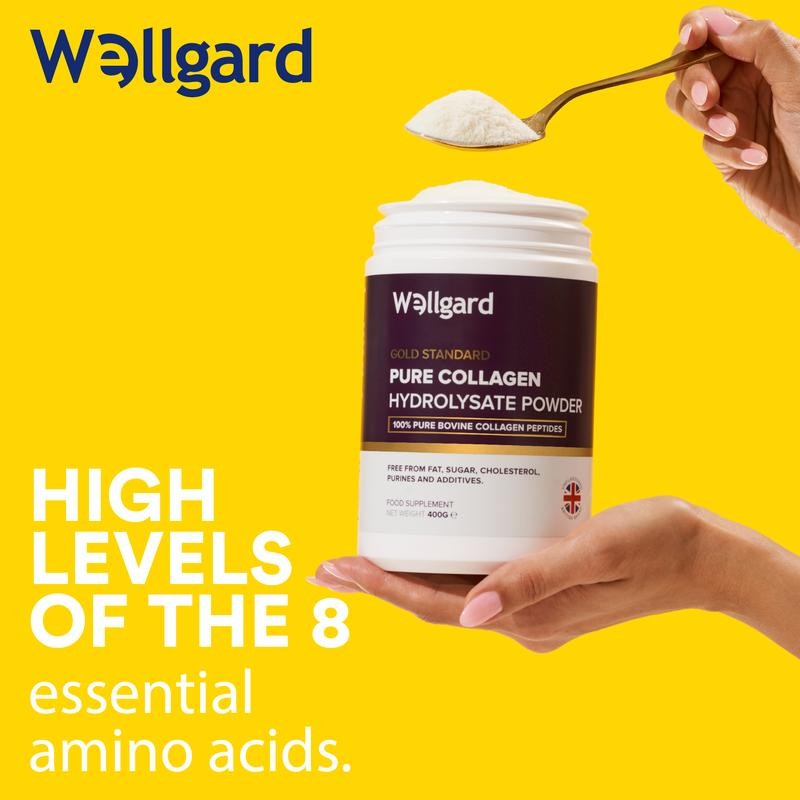 Wellgard Pure Collagen Powder, 14.1 ounce, Gold Standard Bovine Collagen Peptides Powder, High Levels of The 8 Essential Amino Acids, Made in UK