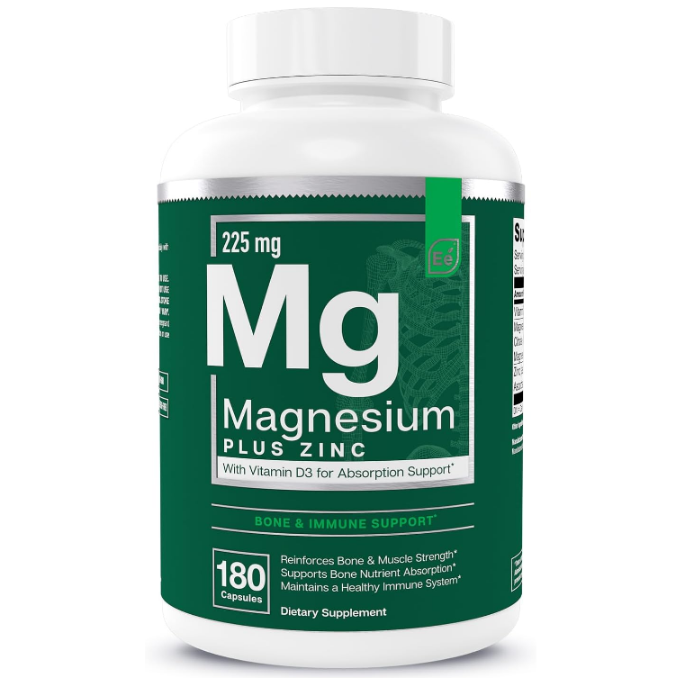 Essential Elements Magnesium & Zinc with Vitamin D3, 180 Capsules, 3 Month Supply