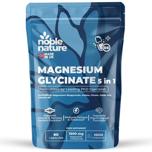 NobleNature 5-in-1 Magnesium Glycinate Max Strength, 90 Capsules