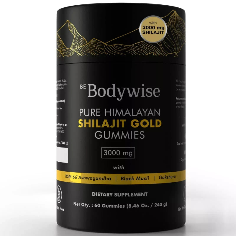 Be Bodywise Pure Himalayan Shilajit Gummies, 100% Natural & Organic, 60 Gummies