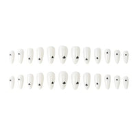 JUSTOTRY 24 Pcs Almond Press on Nails Short with Black Heart Designs,Milky False Nails Oval,French Stick on Nails for Women and Teens,Valentine's Day Fake Nails for Nails Art