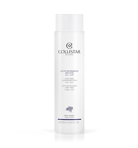 Collistar Anti-Aging Cleansing Milk Face Eyes Gently Removes Makeup, Impurities and Pollution Particles, Silicones and Animal Orgy Ingredients, for Mature Skin, 250ml