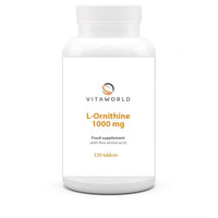 Vita World Vita world L-Ornithine 1000 mg l 120 Tablets l Highly dosed l Vegan l Ideal as a Supplement for an Increased Protein Intake l no additives l Gluten and Lactose-Free