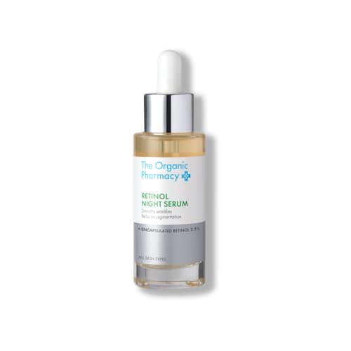 The Organic Pharmacy Retinol Night Serum 30ml - 2.5% Encapsulated Retinol, Anti-aging, Smooths wrinkles, Reduces Pigmentation, 94.30% Organic, 98.90% Natural