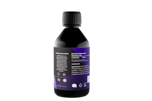 Lipolife liposomal Carnosine. Unflavoured Liquid, Gluten Free, Vegan. Advanced antioxidant with Higher Absorption. 240ml. lipolife LLC1