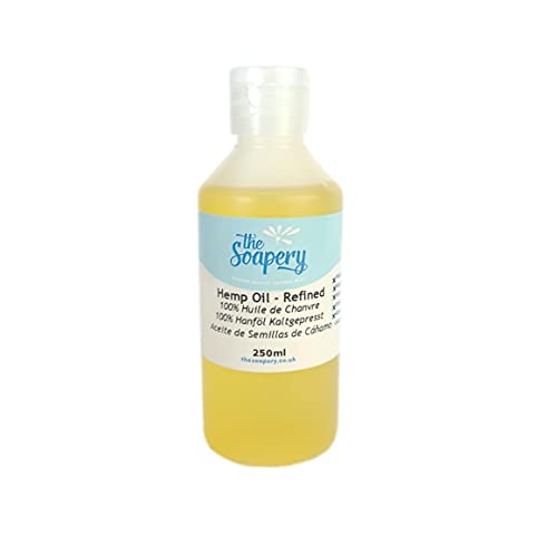 The Soapery Hemp Oil Refined 250ml- 100% Pure and Natural - Carrier Oil for Massage, Skin and Hair Care