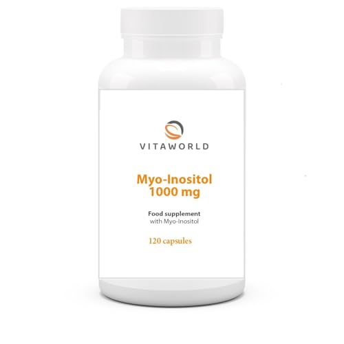 Vita World Myo-Inositol - High-dose inositol 1000mg (120 Vegan Capsules) l Important Messenger Substance for Cell Metabolism l Without unwanted additives, Gluten/Lactose Free