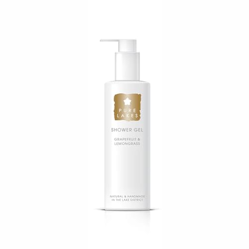 Pure Lakes Grapefruit & Lemongrass Shower Gel - Pump | Organic Shower Gel with Grapefruit & Lemongrass Essential Oils | Vegan Shower Gel Made with Organic Ingredients | 250ml