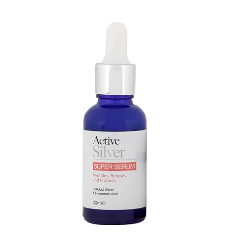 Active Silver Super Serum (30ml), Colloidal Silver at 25ppm with Aloe Vera and Hyaluronic Acid for Skin Nourishing, Protecting and Hydrating