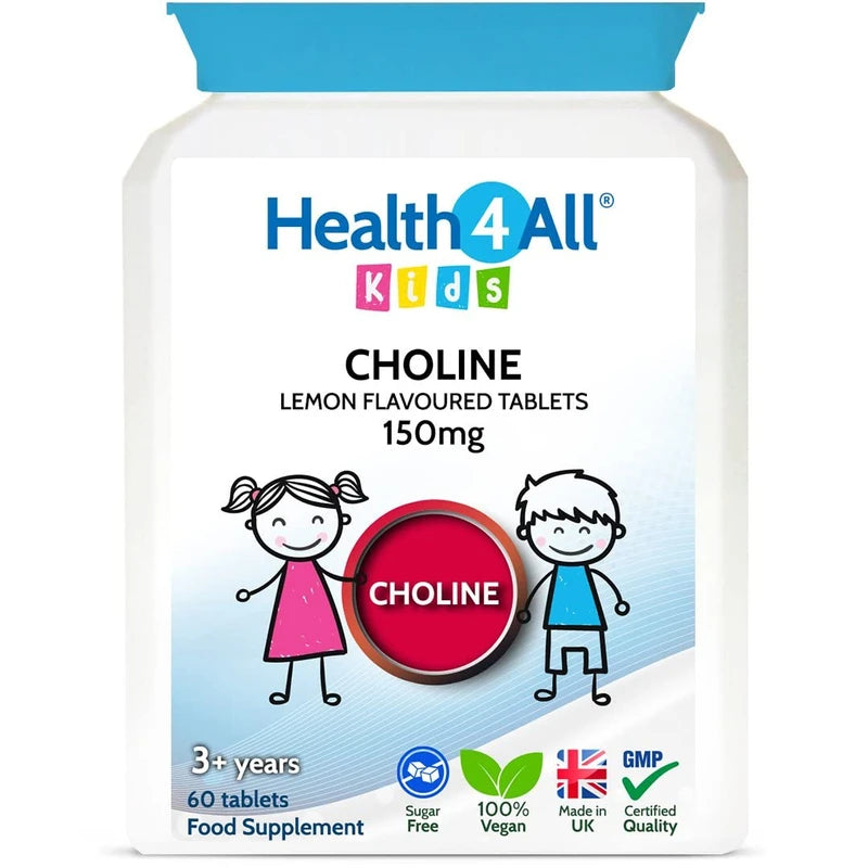 Kids Choline 150mg Chewable 60 Tablets Vegan Children's Supplement to Support Memory and Learning