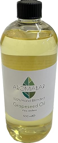 Aromabar Grapeseed Oil 500ml Carrier Massage Oil with Pump Dispenser Vitis vinifera