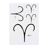 Azeeda 4 x 'Aries Zodiac Symbol' Temporary Tattoos - Water Resistant, Skin-Safe, Non-Toxic Transfers, Mixed Sizes (TO00068496)