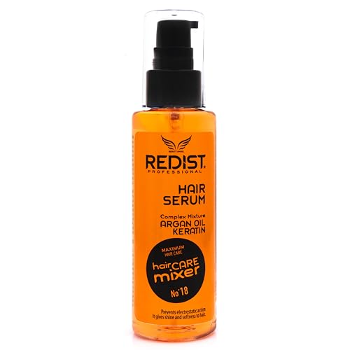 Redist Argan Oil & Keratin Hair Serum 125ml | Anti-Frizz & Split End Repair | Strengthening & Shine-Boosting Treatment for Dry, Damaged Hair | Professional Leave-In Hair Care Oil