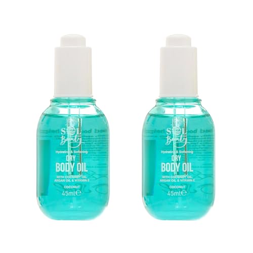 Sol Beauty Dry Body Oil Coconut Scent with Coconut Oil, Argan Oil & Vitamin E, Helps Smooth and Soften Skin, Vegan Friendly Light Moisturiser 2 x 45ml