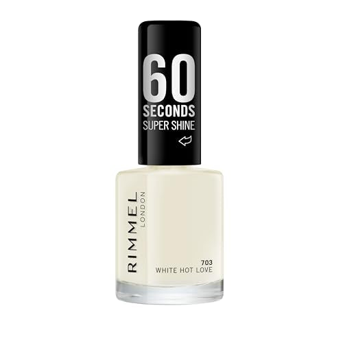 Rimmel London 60 Seconds Super Shine Nail Polish, 703 White Hot Love, 8 ml (Pack of 1)