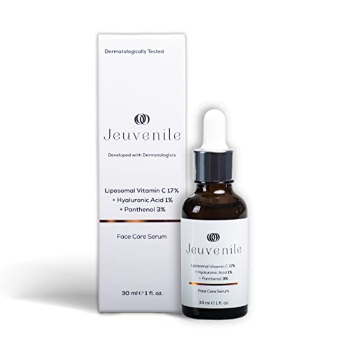 Jeuvenile Vitamin C Serum Hyaluronic Acid and Panthenol skin care, Brightens Skin, Reduces Blemishes, Anti-Aging Nourishing Formula, for All Skin Types, 30ml