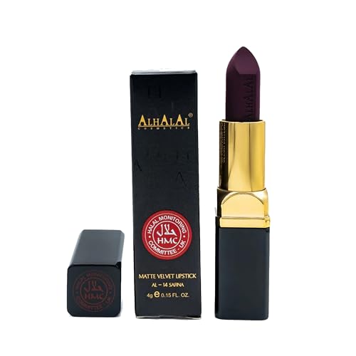 ALHALAL COSMETICS Halal MATTE VELVET LIPSTICK Long Lasting up to 16h Vegan and Cruelty-Free (AL-14-SAFINA)