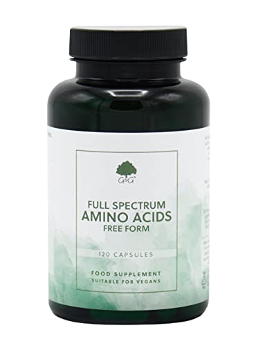 Full Spectrum Amino Acids Capsules | BCAA | Free Form Amino Acids | 120 Vegan Capsules | G&G Vitamins- 120 Capsules