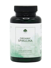 Organic Spirulina Capsules | 500mg of Spirulina per Capsule | 120 Vegan Capsules | Organically Grown in The Mongolian Plateau | G&G Vitamins