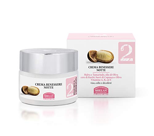 Helan Linea Viso 2 - Wellness Face Moisturiser for Night Skincare Routine, Moisturising Face Cream and Night Cream for Dry Skin with Vitamin E & B5, Shea Butter and Olive Oil - Made in Italy, 50 ml