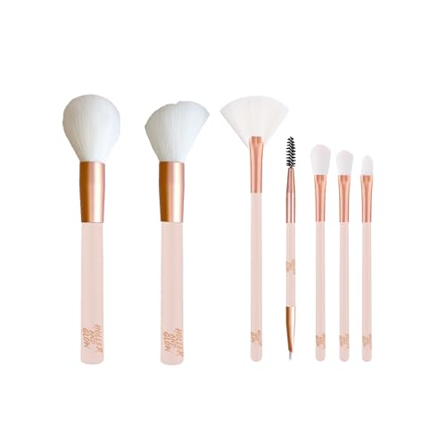 Holler & Glow Holler and Glow Blend It Out Makeup Brush 7-Piece Gift Set, Includes Face, Cheek, Fan, Angled Brow and Spoolie, Crease Blender Eyeshadow, Precision Eyeshadow and Crease Definer Eyeshadow Brush