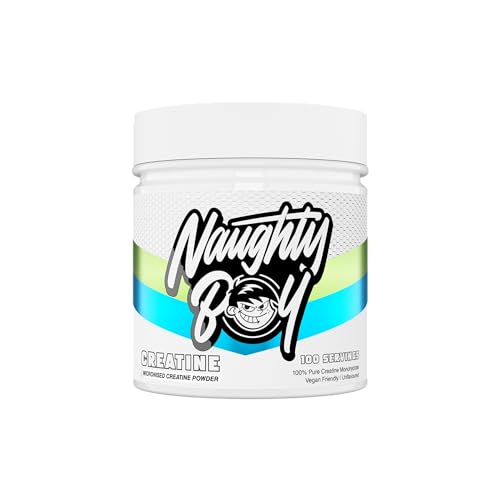 Naughty Boy Micronised Creatine Monohydrate Powder, 100% Pure 200 Mesh Creatine, Unflavoured, 300g, 100 Servings