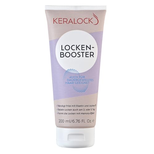 Keralock Curl And Perm Booster 200ml – Curl Enhancer with Elastin & Jojoba Oil, Anti-Frizz, Memory Effect for Long-Lasting Defined Curls, Suitable for Permed Hair