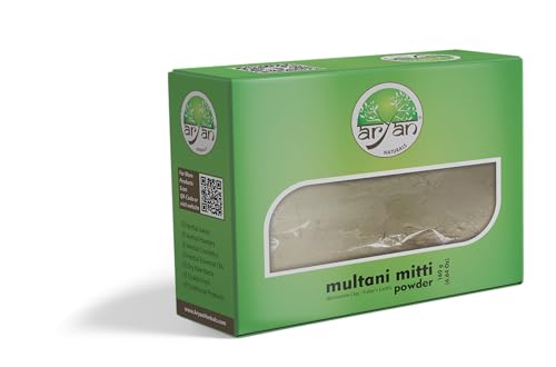 Aryan Multani Mitti Powder for Face, Skin & Hair- Face Pack Fuller's Earth Powder, Bentonite Clay Powder, Black Head Removal, Oil Control, Pure & Natural- 160gm