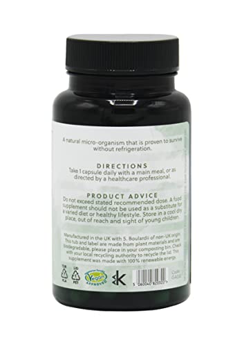 Saccharomyces Boulardii Supplement | Live Bacteria Supplement | 8 Billion Viable Organisms per Capsule | 60 Vegan Capsules | G&G Vitamins
