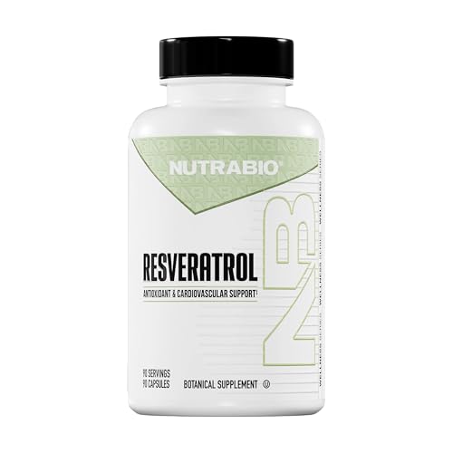 NutraBio 98% Pure Resveratrol Supplement 500mg - Standardized to 490mg Trans Resveratrol Supplement, Heart Health and Antioxidant Defense-90 Capsules- 90 Servings