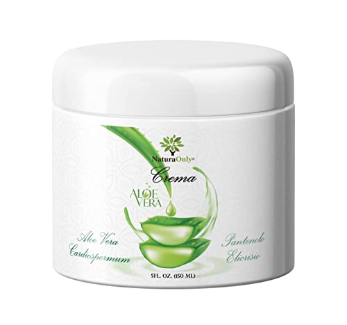 Aloe Vera moisturising and soothing face and body cream for sensitive skin, natural based on organic aloe vera, helichrysum, cardiospermum halicacabum, panthenol and vitamin E.