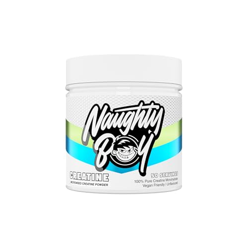 Naughty Boy Micronised Creatine Monohydrate Powder, 100% Pure 200 Mesh Creatine, Unflavoured, 150g, 50 Servings